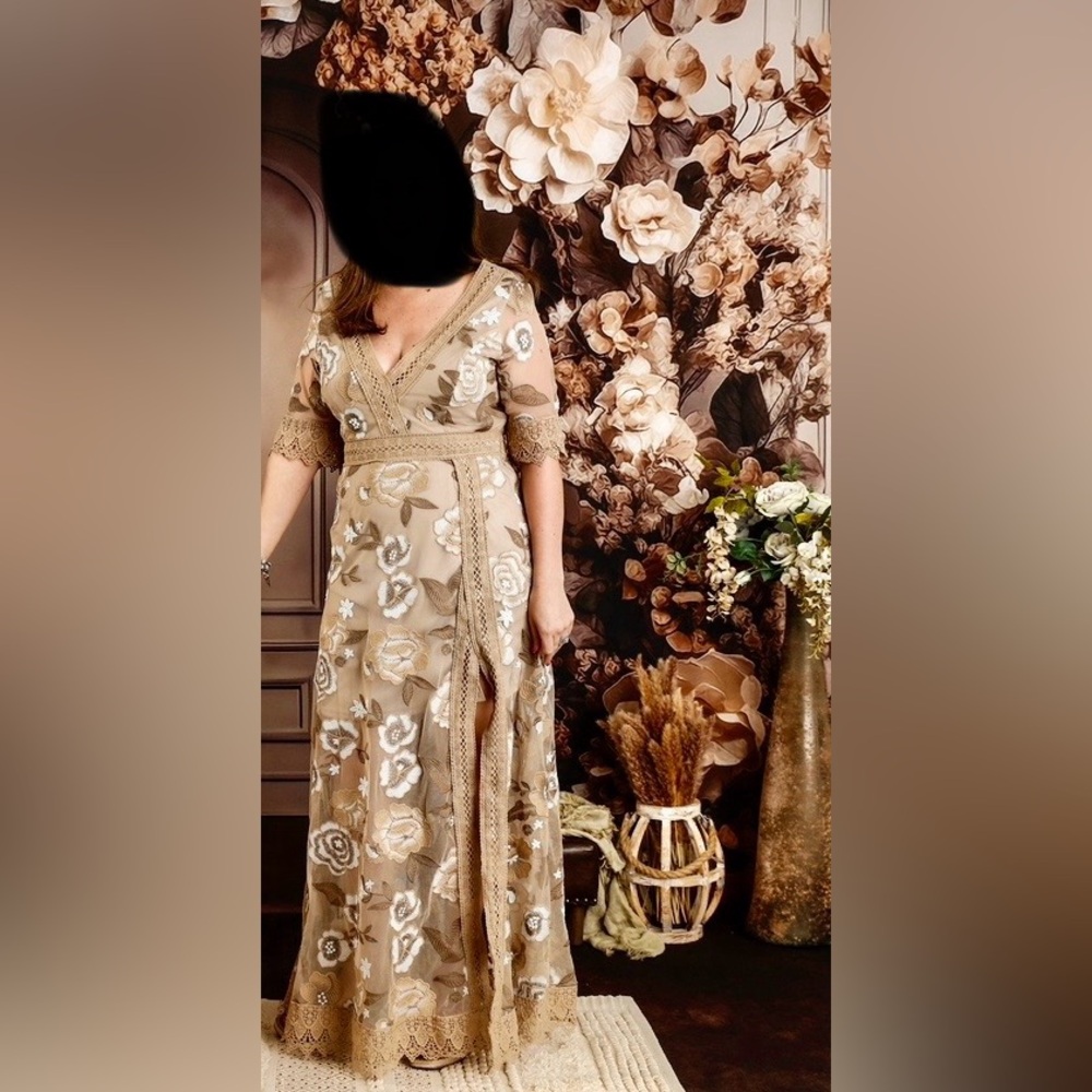 New, floral cream dress.